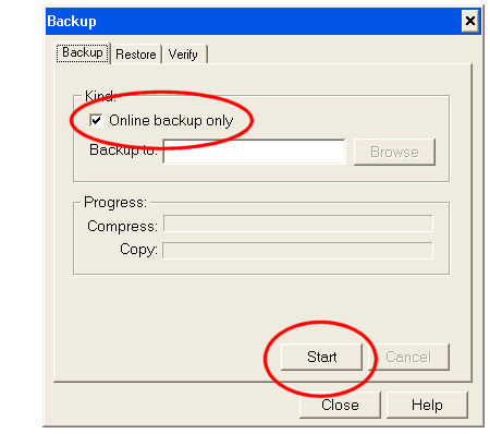 Online backup only