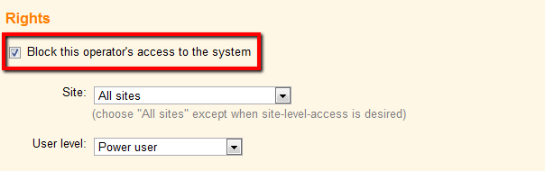 Image of Block Access Checkbox