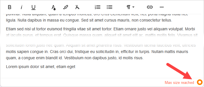 Image of the rich text editor fill gauge max