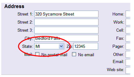 Image of State Field on Core Tab