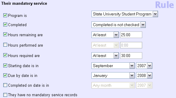 Example of Rule Set With Multiple Options