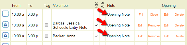 Example of Opening Note