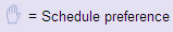 Raised hand icon with the words Schedule preference