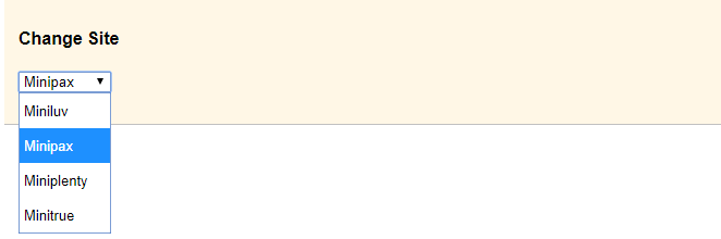 Image of Change Site Dropdown