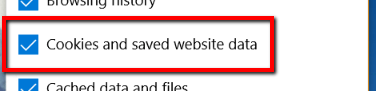 Image of Cookies and Saved Website Data Box
