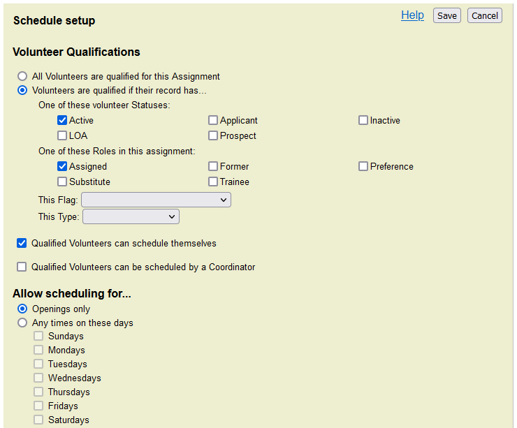 Assignment Rules Tab Settings