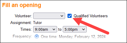 Image of Qualified Volunteers Checkbox