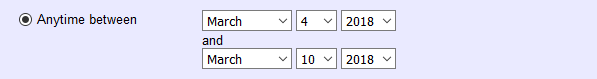Image of a Set configured to find volunteers whose Badge Assigned Date is between March 4, 2018 and March 10, 2018