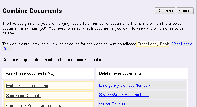 Combine Documents Page