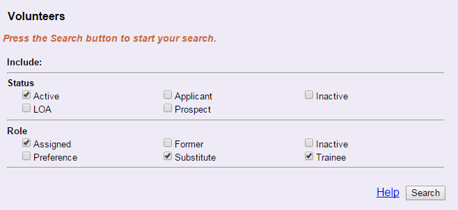 Image of Volunteers Tab