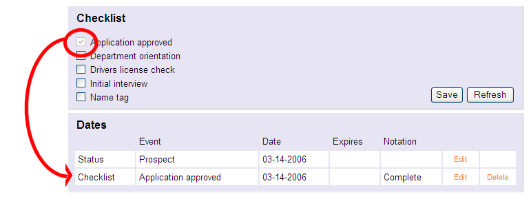 Example of Date Grid Entry