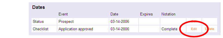 Example of Edit Link in Date Grid