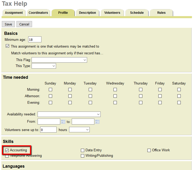 Skills for Tax Help