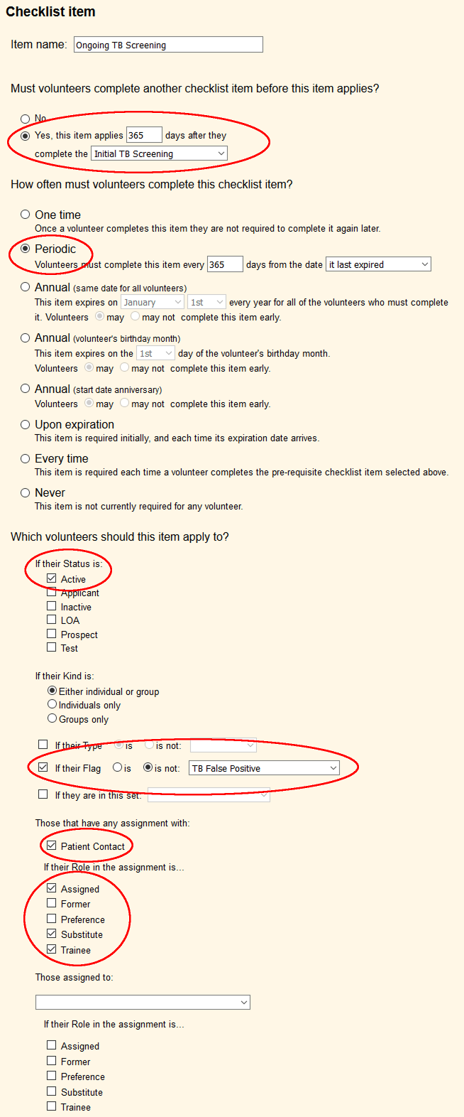 Image of Ongoing TB Screening Checklist setup