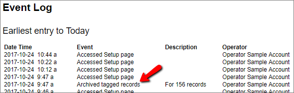 Image of Event Log Entry