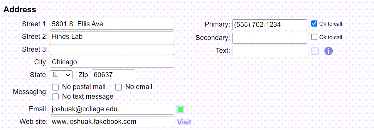 Example of Address Box