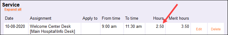 Image of volunteer service in Decimal format