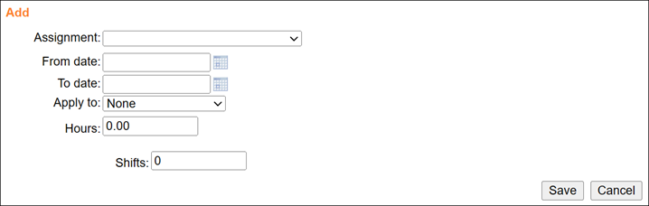 Manual service entry for a date range