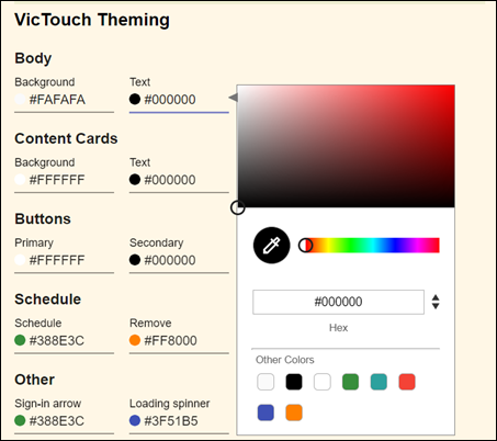 Example Color Selector