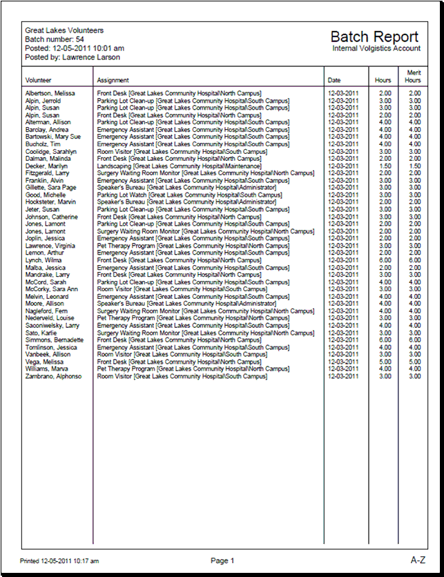 Example of Batch Report